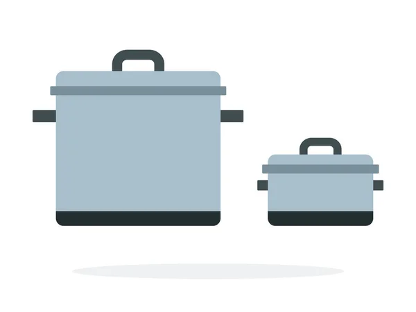 Large and small metal pots vector flat isolated — 스톡 벡터