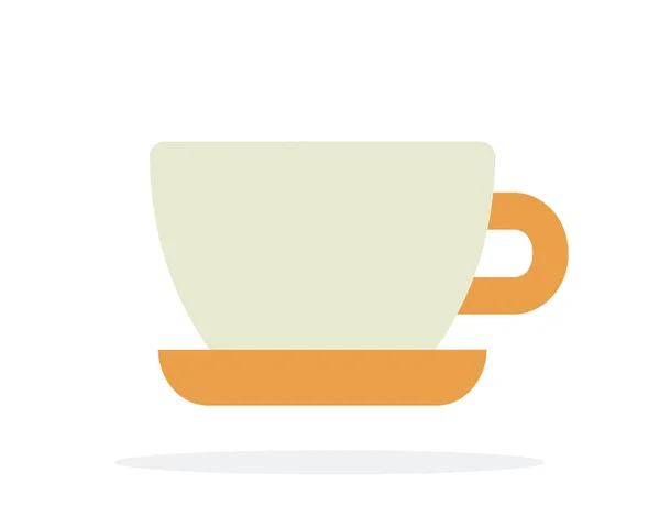 Cup of coffee with orange saucer vector flat isolated — 스톡 벡터