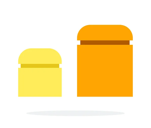 Cocina Naranja gran banco y pequeño banco amarillo para el vector de almacenamiento plano aislado — Vector de stock
