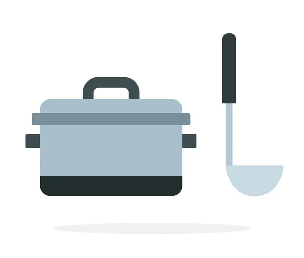 Pan with a ladle vector flat isolated — 스톡 벡터