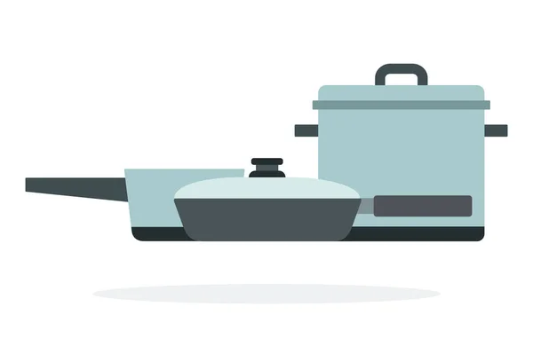Poêle et casserole vecteur plat isolé — Image vectorielle