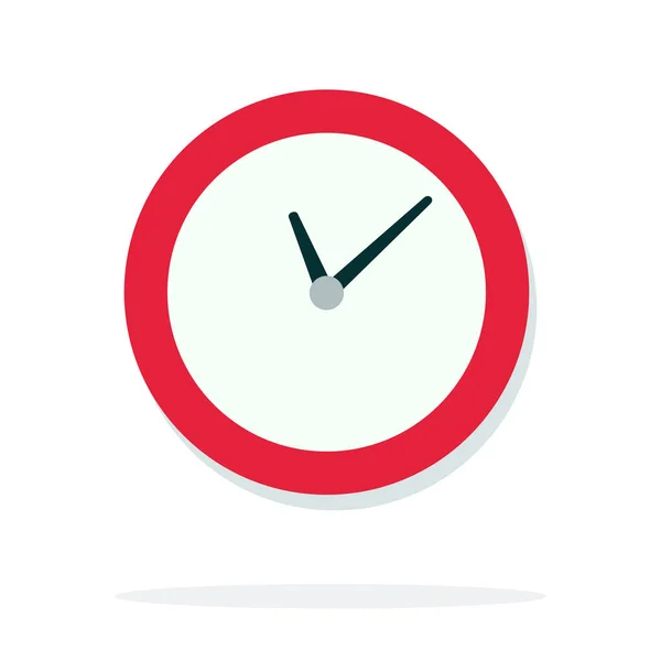 Στρογγυλό ρολόι τοίχου με κόκκινο διάνυσμα σωληνώσεων επίπεδη απομονωμένη — Διανυσματικό Αρχείο