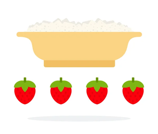 Porridge in un piatto e bacche in fila — Vettoriale Stock