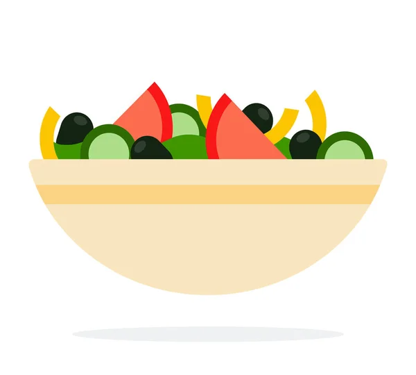 Σαλάτα λαχανικών σε βαθύ πιάτο — Διανυσματικό Αρχείο