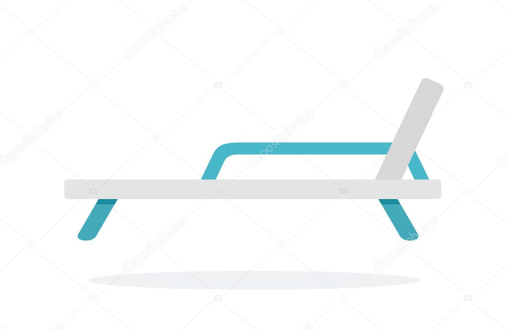 Sun lounger vector flat material design isolated object on white background.