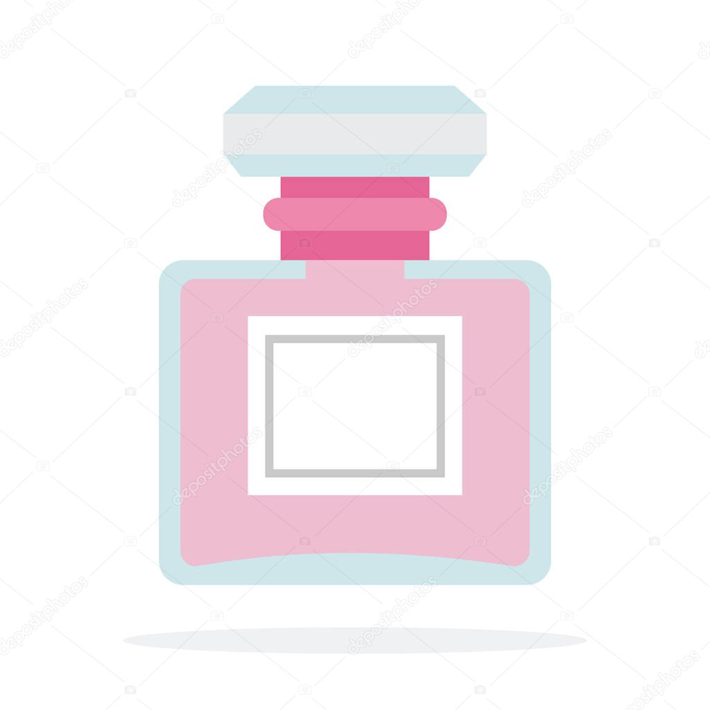 Pink perfume vector flat material design isolated object on white background.
