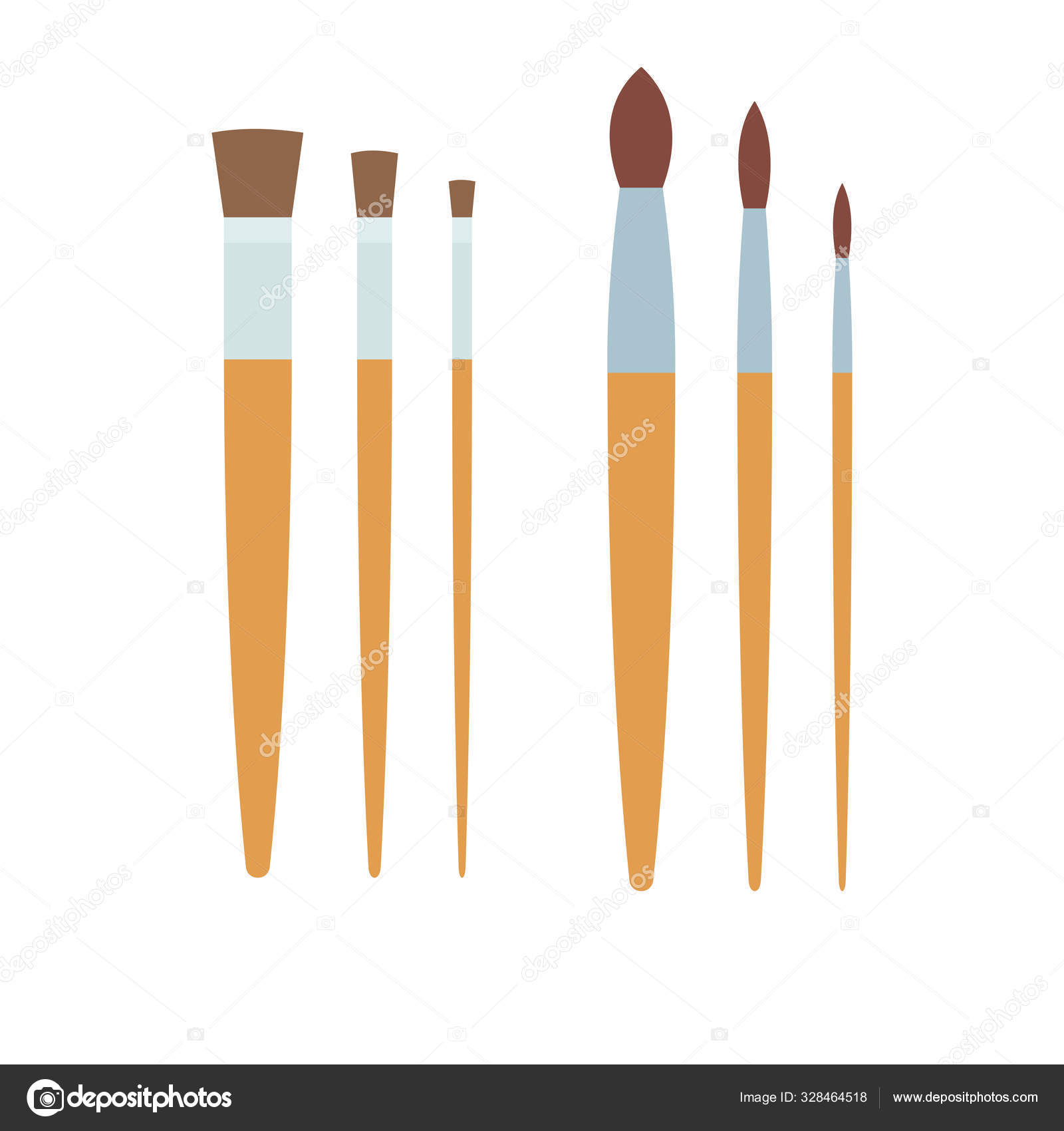 Paint brushes with gouache in cup isolated on white Stock Photo by