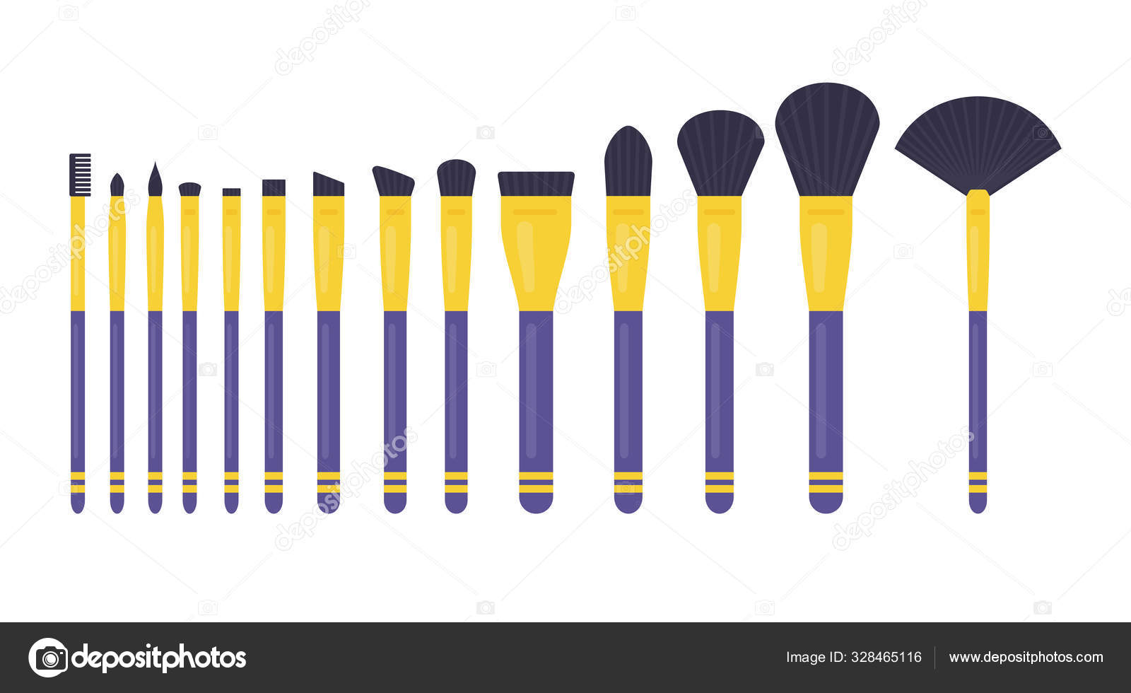 Makeup brushes set vector icon flat isolated illustration Stock