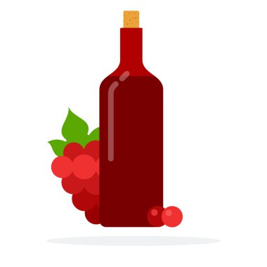 Bottle of wine with a bunch of red grapes