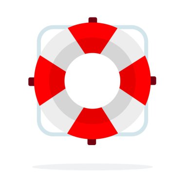 Red lifebuoy flat isolated vector
