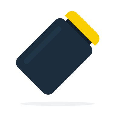 Black container with a yellow lid for protein flat isolated