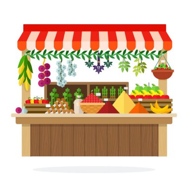Street Wooden sebze büfesi düz malzeme tasarımı