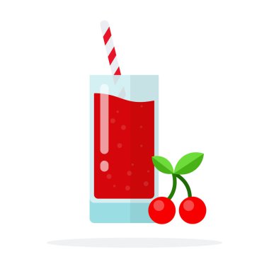 Bir dal kiraz ve bir bardak kiraz suyu.