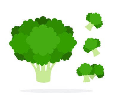 Brokoli ve brokoli parçaları izole edilmiş.