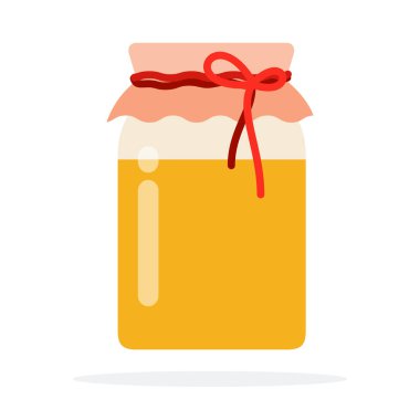 Cam bal kavanozu, kapağı kumaş ve ipten yapılmış, izole edilmiş.