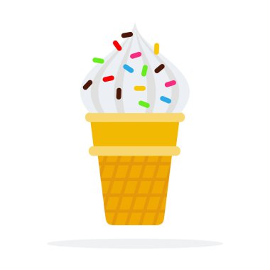 Şekerleme bardağında beyaz dondurma ve izole edilmiş noktalar.