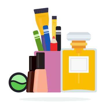 Makyaj vektör simgesini düz izole edilmiş illüstrasyon