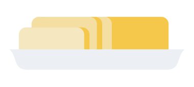 Seramik plaka vektöründeki tereyağı izole edilmiş.