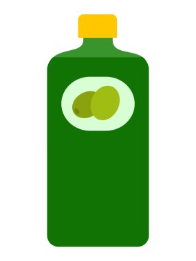 Bir şişe zeytinyağı yassı ikon vektörü izole edildi