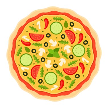 Yuvarlak klasik pizza vektörü izole edildi