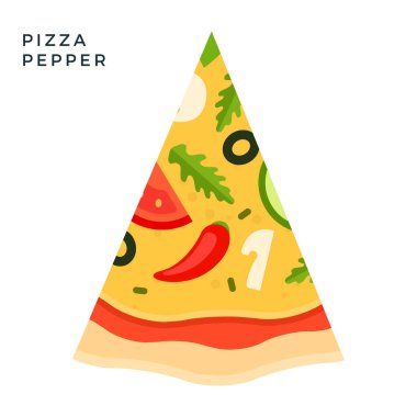 Pepper Pizza düz simge vektörü izole edildi