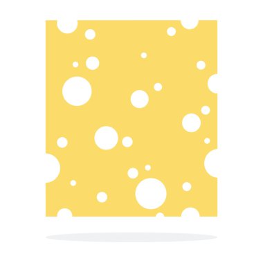 Düz vektör izole edilmiş delikli kare peynir parçası