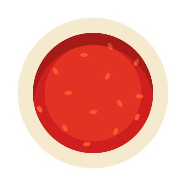 Üst vektör izole edilmiş domates sosu kasede.