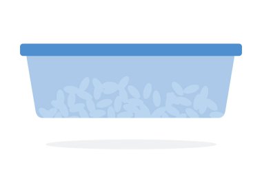 Plastik konteynırdaki beyaz fasulyeler izole edilmiş.