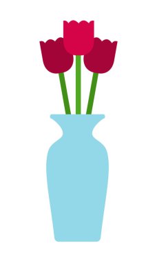 Vazo pembe lale vektör simgesi düz izole