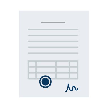 Damga ve imza vektör simgesine sahip belge izole edildi