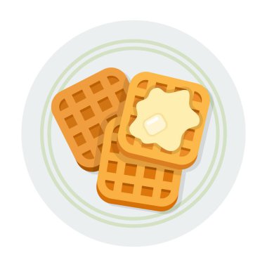 Tereyağı vektör simgesine sahip kare waffle 'lar izole edildi