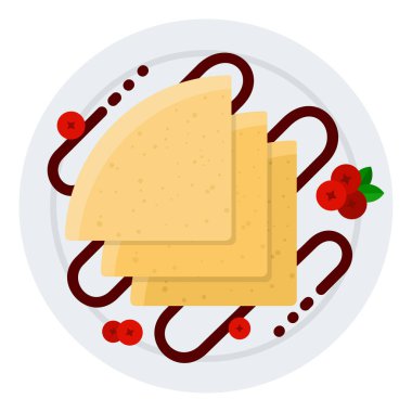 Çikolata ve böğürtlen ikonlu gözleme tabağı.