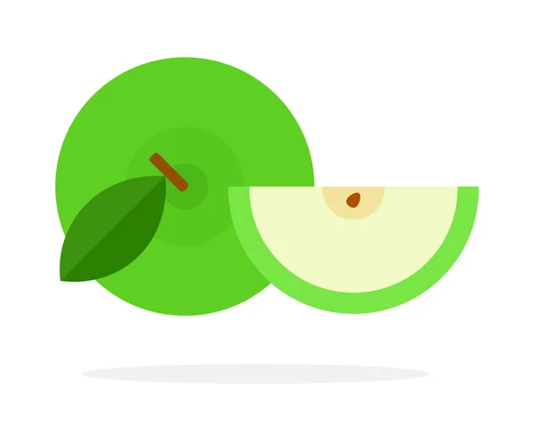 Green apple and a slice of apple — Stok Vektör