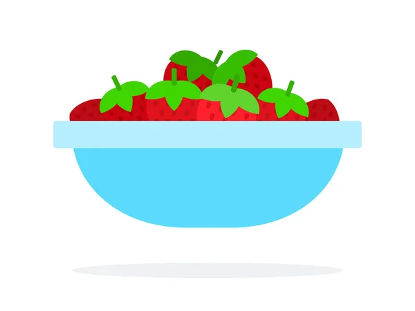 Baies rouges dans une assiette plate isolée — Image vectorielle