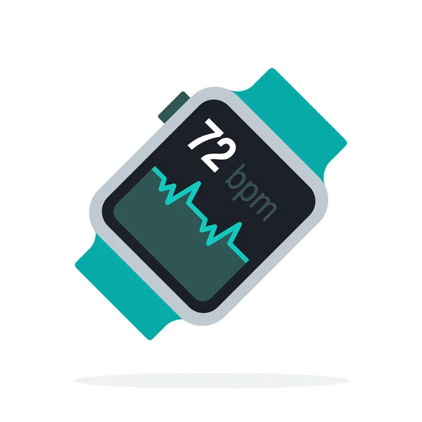 Smart watch with a pulse on the screen flat isolated — Stock Vector