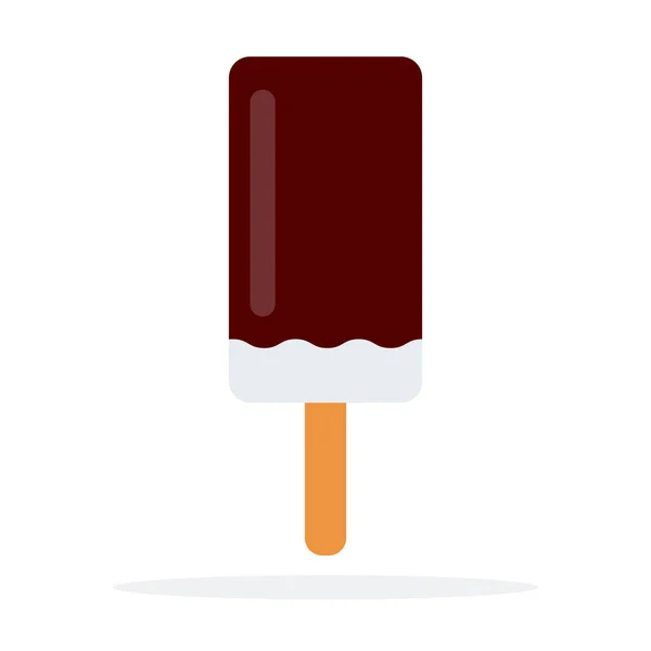 Ice cream on a stick with chocolate glaze flat isolated — 스톡 벡터