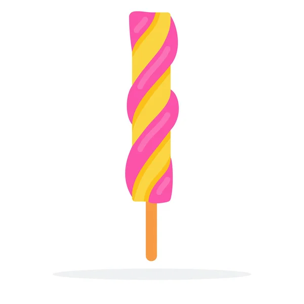 Strawberry banana swirl ice cream flat isolated — Stock Vector