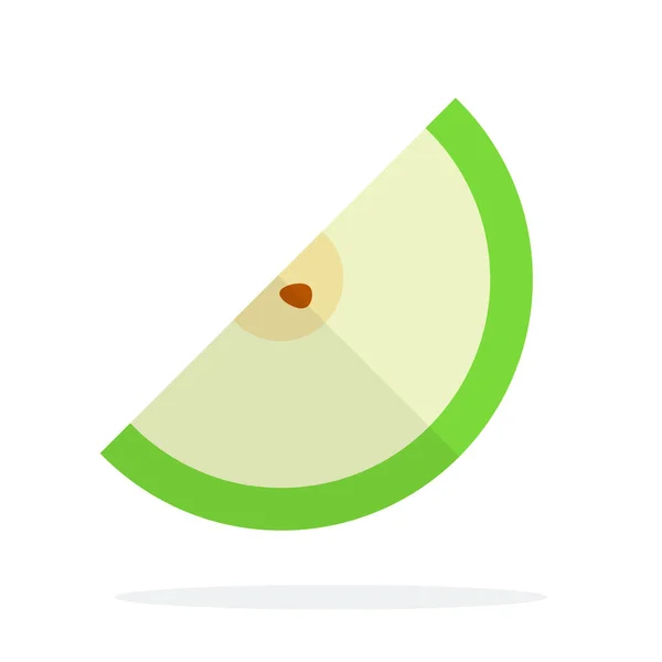 A slice of a green apple with a seed flat isolated — 스톡 벡터