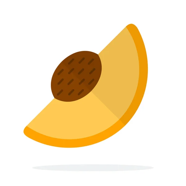 En bit aprikos med en stenvektor platt isolerad — Stock vektor