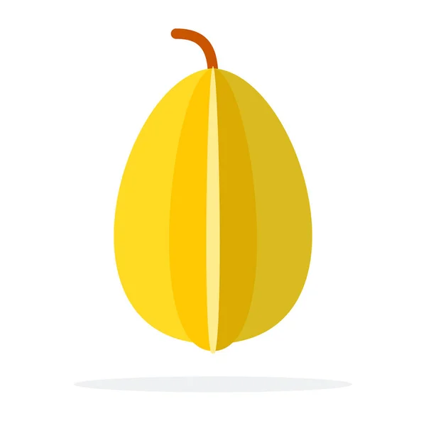 A karambola teljes gyümölcse függőlegesen sík, elszigetelt — Stock Vector