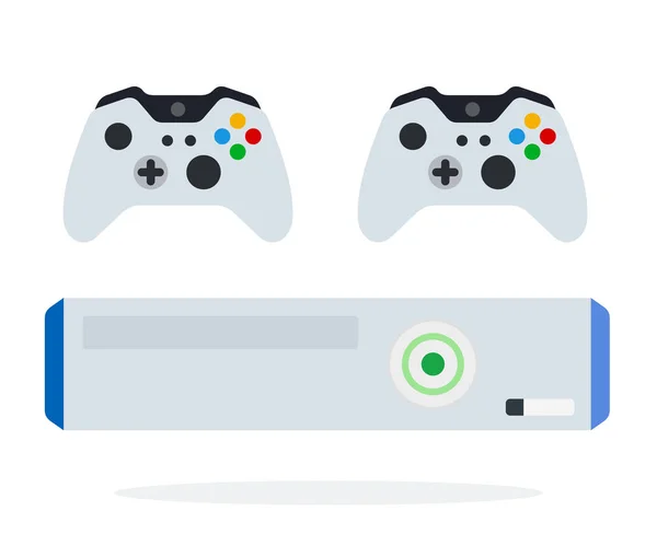 Game console with controllers vector icon flat isolated — 스톡 벡터