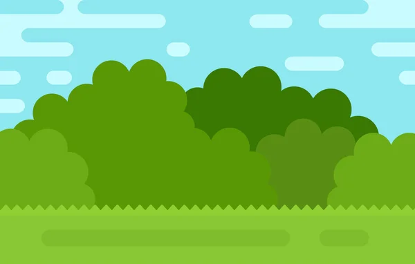 Paysage estival de buissons, herbe et vecteur ciel plat isolé — Image vectorielle