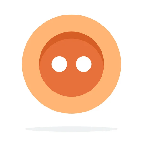 Botón naranja con dos agujeros vector plano aislado — Vector de stock