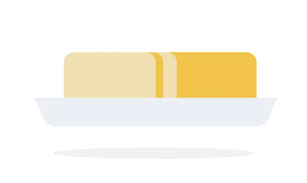 Un morceau de beurre dans une assiette plate isolée — Image vectorielle