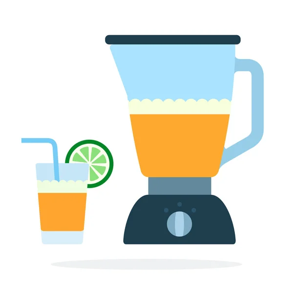 Cocktail vitaminé dans un mixeur et dans un verre plat isolé — Image vectorielle