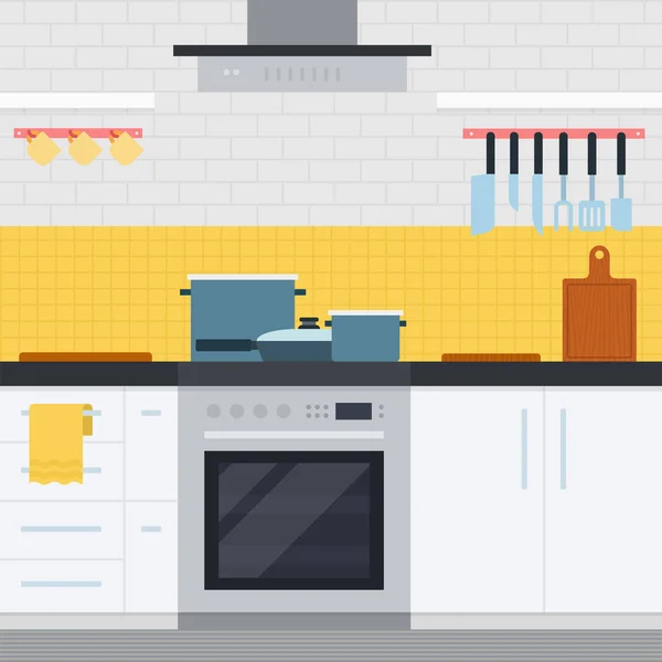 厨房内向量平面隔离 — 图库矢量图片