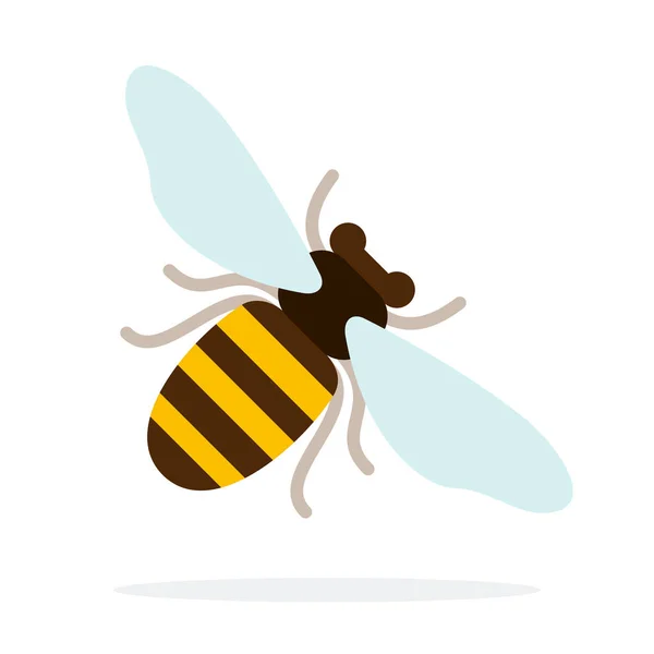 Abeja de miel en un ángulo plano aislado — Vector de stock