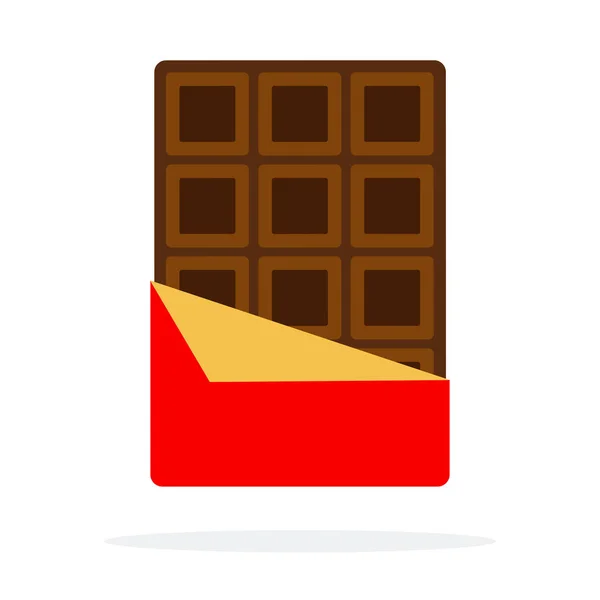 Chocolate abierto con papel de envolver vector plano aislado — Vector de stock