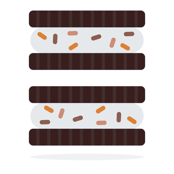 Biscuits sandwich au chocolat avec vecteur de farce plat isolé — Image vectorielle