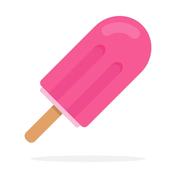 나무로 만든 납작 한 막대 위에 분홍색 유약으로 만든 아이스크림 — 스톡 벡터